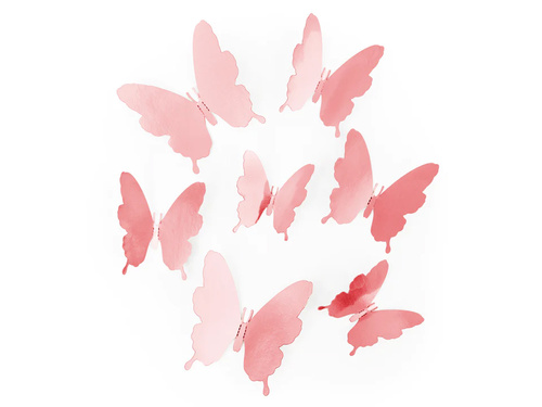 Naklejki motylki różowe złoto - 12 szt.