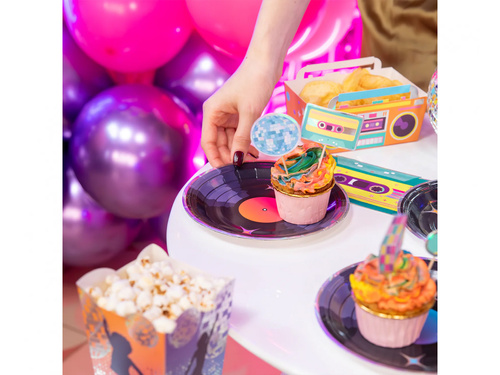 Talerzyki papierowe Retro Disco - 18 cm - 6 szt.