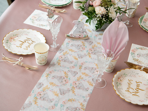 Dekoracja bieżnik na stół Zajączki - 25 cm x 3 m - 1 szt.