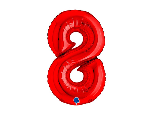 Balon foliowy cyfra 8 czerwony - 14" - 1 szt.