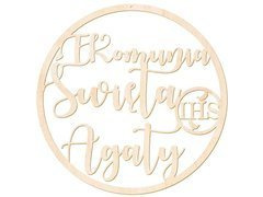 Duża zawieszka obręcz drewniana personalizowana - 44 cm - 1 szt.