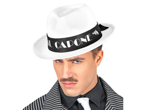 Kapelusz gangstera biały Al Capone - 1 szt.