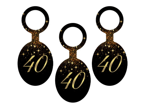 Zawieszki na wódkę Sparkling na czterdzieste urodziny - 8 szt.