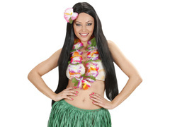 Naszyjnik girlanda hawajska wielokolorowa z listkami - 1 szt.