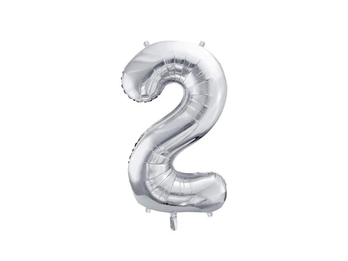 Balon foliowy cyfra 2 srebrna - 72 cm - 1 szt.