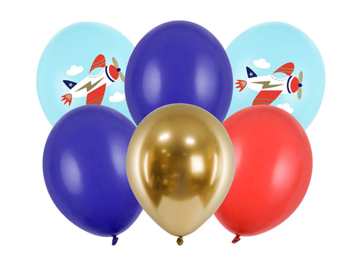 Zestaw balonów lateksowych Samolocik - 30 cm - 6 szt.