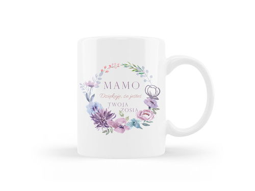 Kubek personalizowany na dzień matki Fioletowy wianek - 330ml
