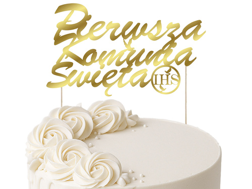 Topper na tort IHS I Komunia Święta - 1 szt.