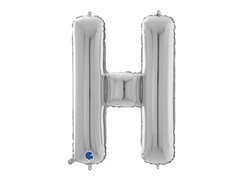 Balon foliowy srebrna litera H - 66 cm - 1 szt.