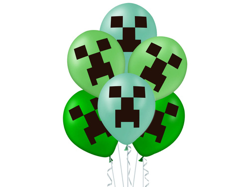 Balony z nadrukiem Piksele - 30 cm - 12 szt.