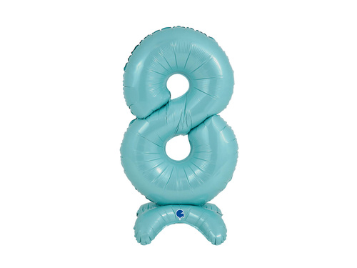 Balon foliowy stojący cyfra 8 pastelowa niebieska - 64 cm - 1 szt.