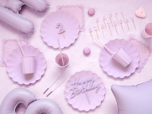 Świeczki pikery napis Happy Birthday - fioletowe - 1 op.