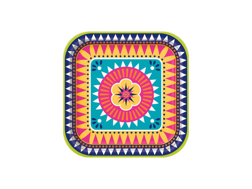 Talerzyki papierowe Boho Fiesta - 23 cm - 8 szt.