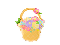 Balon foliowy Koszyk z kwiatami - 53x69 cm - 1 szt.