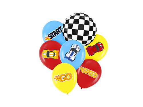 Zestaw Balonów Wyścigówki - 30 cm - 7 szt.