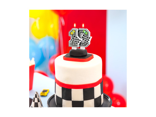 Świeczka cyferka Wyścigówki - 0 - 7 cm - 1 szt.