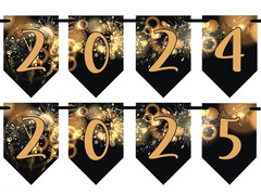 Girlanda baner flagi 2024-2025 na Sylwestra - 5 m