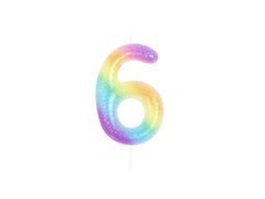 Świeczka cyferka kolorowa ombre - 6 - sześć