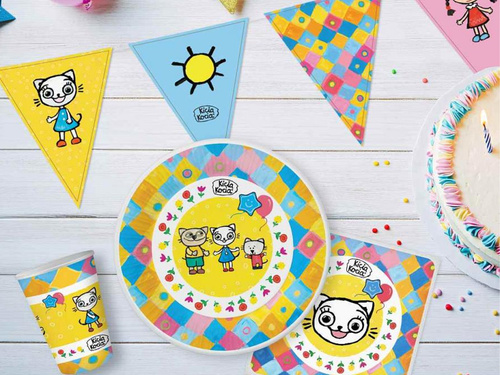 Talerzyki papierowe na urodziny Kicia Kocia - 18 cm - 6 szt.