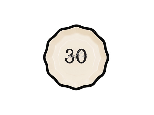 Talerzyki papierowe na urodziny "Hello 30" - 18 cm - 6 szt.