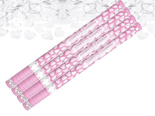 Tuba strzelająca - białe serca - 80 cm - 4 szt.