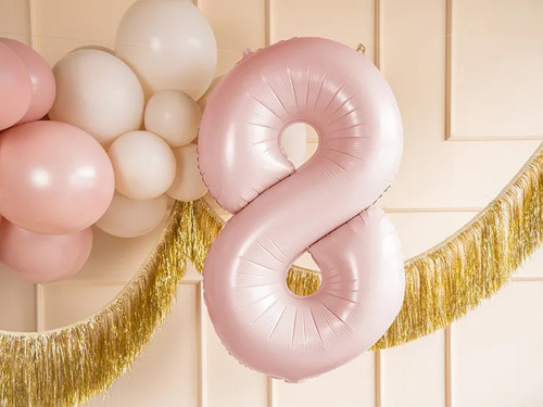 Balon foliowy jasnoróżowy cyfra 8 - 72 cm - 1 szt.