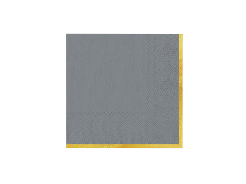 Serwetki papierowe szare ze złotym brzegiem - 33 cm - 10 szt.