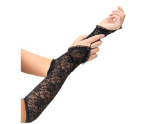 Czarne koronkowe rękawiczki - 40 cm - 1 szt.