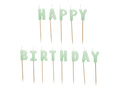 Świeczki pikery napis Happy Birthday - zielone - 1 op.