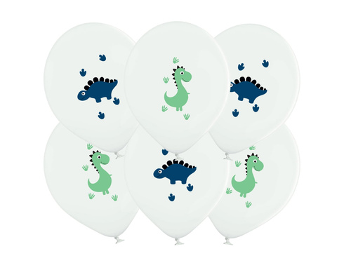 Balony nadrukiem Wesołe Dinozaury - 37 cm - 50 szt.