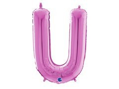 Balon foliowy fuksjowa litera U - 66 cm - 1 szt.