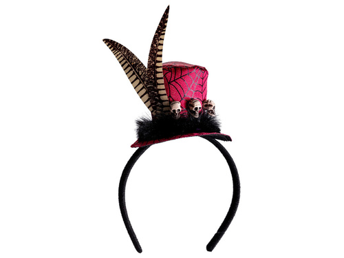 Opaska Bordowy kapelusz z czachami - 1 szt.