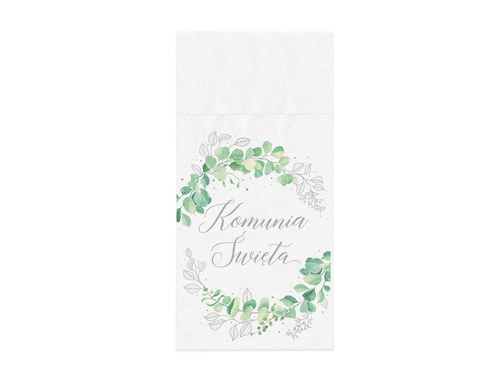 Kieszonki na sztućce komunijne z eukaliptusem - 16 szt.
