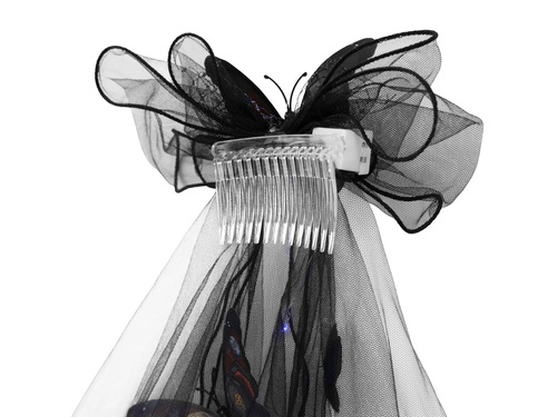 Czarny welon Mroczny motyl z lampkami LED - 1 szt.