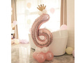 Zestaw balonów z cyfrą sześć różowe złoto - 15 szt.