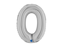 Balon foliowy cyfra 0 srebrny - 14" - 1 szt.