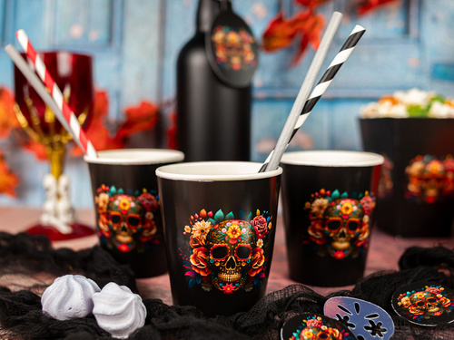 Kubeczki papierowe na Halloween Dia De Los Muertos - 250 ml - 6 szt.