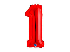 Balon foliowy cyfra 1 czerwony - 14" - 1 szt.