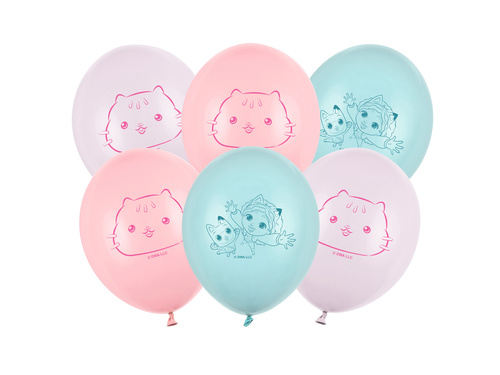 Balony lateksowe urodzinowe Koci Domek Gabbi - 27 cm - 6 szt