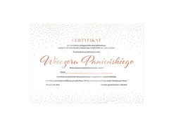 Certyfikat Wieczoru Panieńskiego różowe złoto - 1 szt.
