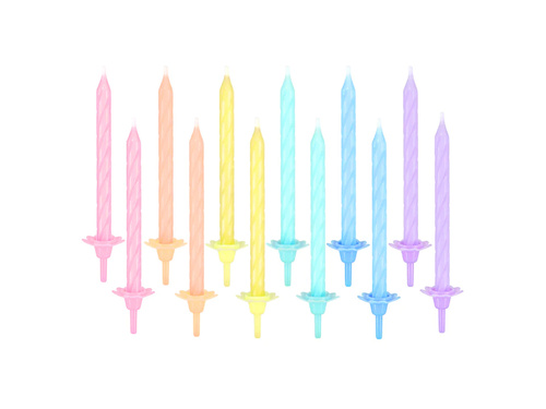 Świeczki urodzinowe świderki kolorowe - 6 cm - 12 szt.