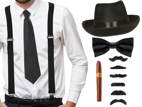 Zestaw gangstera czarny - 1 komplet.