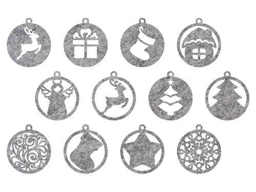 Zestaw zawieszek filcowych na choinkę - 10 cm - 12 szt.