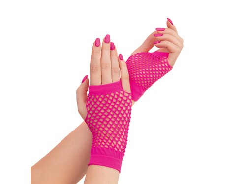 Rękawiczki z różowej siatki - 11 cm