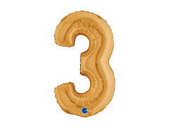 Balon foliowy cyfra 3 złoty - 14" - 1 szt.