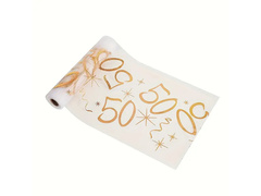 Dekoracja bieżnik na stół z nadrukiem na 50 urodziny - 28 cm x 5 m - 1 szt.