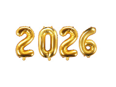Zestaw balonów foliowych 2026 złoty - 35 cm