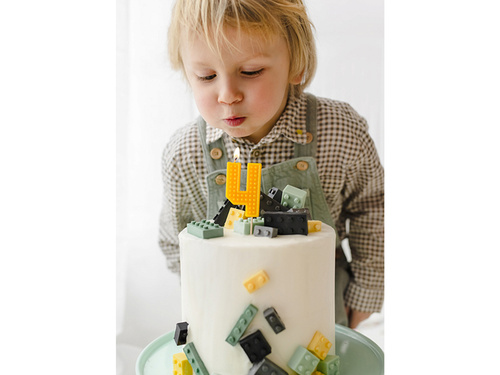 Świeczka cyferka Klocki - 4 - 1 szt.