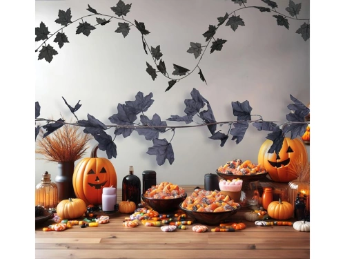 Girlanda Czarne Liście - 180 cm - 1 szt.