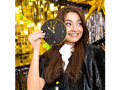 Serwetki sylwestrowe Zegar Happy New Year czarne - 33 cm - 10 szt.